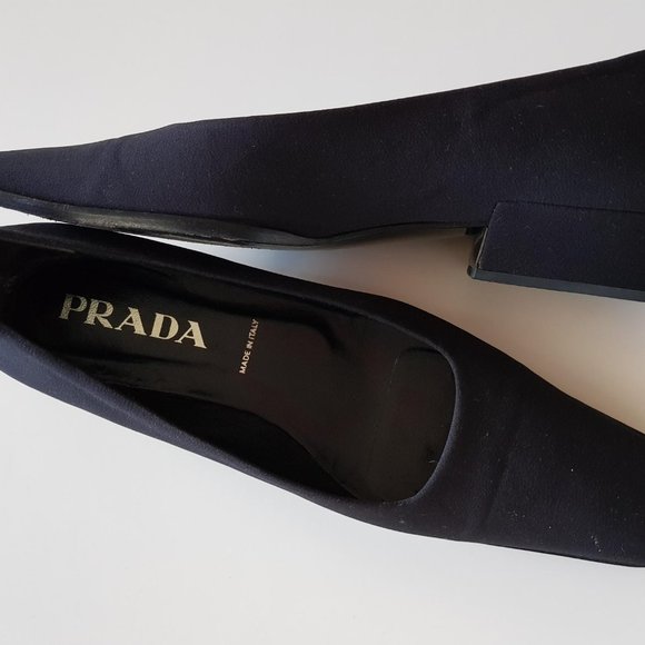 Authentic Prada black cloth short heel shoes - Picture 8 of 11